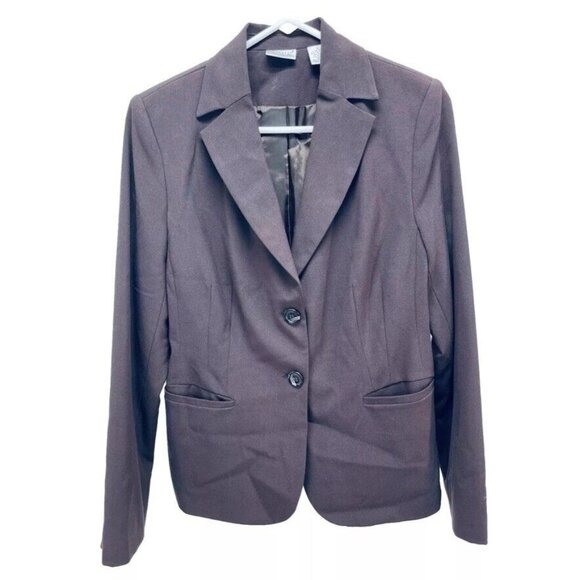 Kim Rogers Signature Women's Blazer Jacket Size 8 Brown Tweed 2 Button - Picture 1 of 8